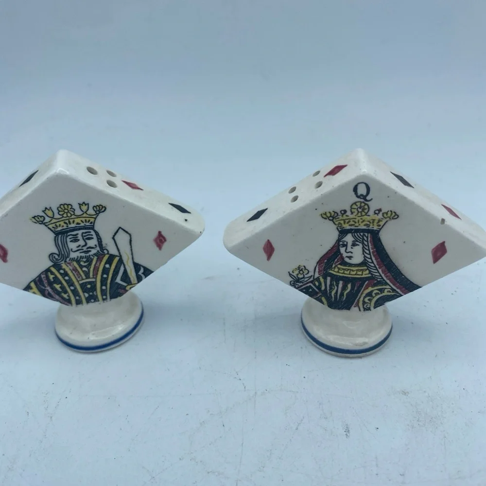 VTG MCM Enesco Imports Japan King & Queen Of Diamonds Salt & Pepper Shakers